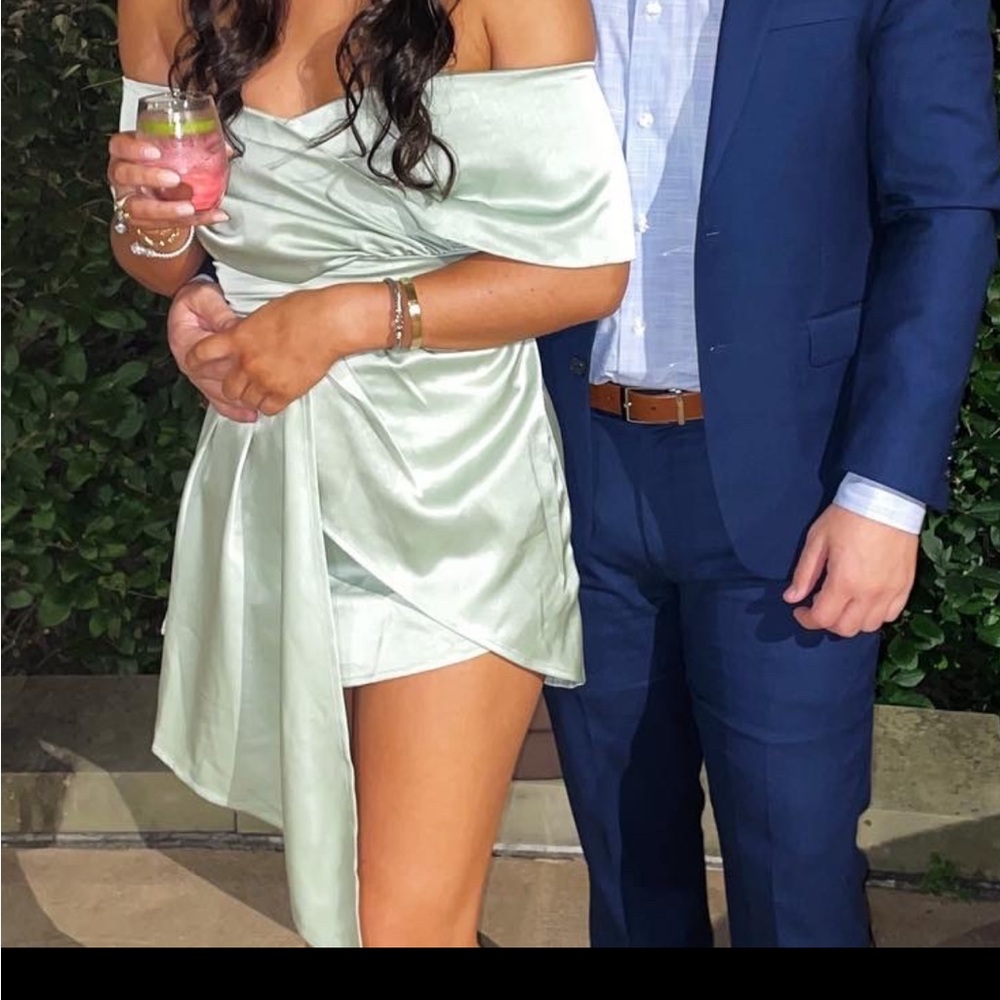 Lulu's Mint Satin Gown